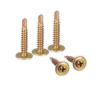 sourcing map Lot de 100 vis autotaraudeuses à tête cruciforme, n°20,3 x 2,5 cm, en acier au carbone, ton doré