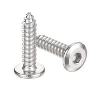 sourcing map Lot de 100 vis autotaraudeuses à tête cylindrique plate M6 x 25 mm en acier inoxydable pour meubles en bois