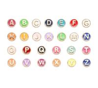 sourcing map Lot de 104 breloques en forme de lettres de l'alphabet de A à Z en émail double face pour porte-clés, colliers, boucles d'oreilles, fabrication de bijoux, loisirs créatifs, multicolore