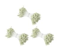 sourcing map Lot de 1080 étamines florales artificielles mates à double tête pour Noël, mariage, scrapbooking, décoration, loisirs créatifs, 2 mm - Vert clair