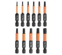 sourcing map Lot de 11 embouts de tournevis à tête Torx T6-T40 de 50 mm de long avec tige hexagonale magnétique sans trou inviolable 6 points en acier phosphate S2