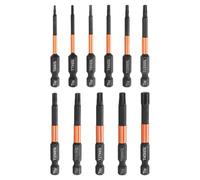 sourcing map Lot de 11 embouts de tournevis à tête Torx T6-T40 de 65 mm de long avec tige hexagonale magnétique sans trou inviolable 6 points en acier phosphate S2