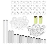 sourcing map Lot de 114 tétons de tuyau de lampe de 8 tailles avec écrous hexagonaux, rondelles M10 à filetage fin et creux - Assortiment de fixations pour montage de lustres, plafonniers, bricolage