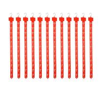 sourcing map Lot de 12 bandes de rangement à suspendre avec crochet en S, 62,5 cm en plastique avec en-tête pour vente au détail, maison, magasin, sacs à goûter, rouge