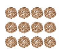sourcing map Lot de 12 boules décoratives en rotin 5,1 cm pour remplissage de vase, mariage, jardin, couloir, fête, doré