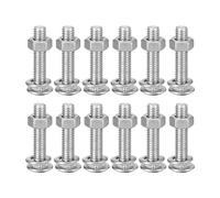 sourcing map Lot de 12 boulons de carrosserie à col carré M6 x 30 mm avec écrous et rondelles, en acier inoxydable 304, à tête ronde, à col carré, argenté
