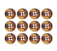 sourcing map Lot de 12 boutons à coudre ronds en résine, 15 mm, 4 trous, pour manteau, costume d'homme, vêtements, marron café