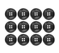 sourcing map Lot de 12 boutons à coudre ronds en résine, 25 mm, 4 trous, pour manteau, costume d'homme, vêtements, noir