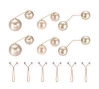 sourcing map Lot de 12 broches en perles artificielles, épingles à nourrice pour pull, châle, ajusteur de taille pour écharpe, t-shirt, pantalon, doré, champagne, 2 styles