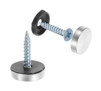 sourcing map Lot de 12 cache-vis, 16 mm de diamètre en acier inoxydable pour rétroviseur, clous décoratifs, joints plats, fixations à vis pour panneaux, publicité, quincaillerie de construction