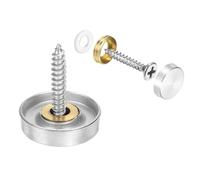 sourcing map Lot de 12 cache-vis décoratifs en acier inoxydable pour panneaux publicitaires, matériel de construction, 20 mm de diamètre, argenté