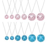 sourcing map Lot de 12 colliers boule disco effet miroir, 3 cm/3,8 cm/5,1 cm, colliers de fête disco des années 70 pour jeux costumés, fournitures de danse, fêtes d'anniversaire, festivals