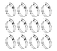 sourcing map Lot de 12 colliers de serrage à vis sans fin réglables en acier inoxydable 304 pour conduite de carburant, plomberie, tube mécanique de 27 à 51 mm