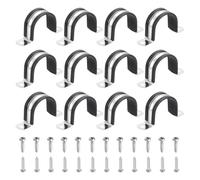 sourcing map Lot de 12 colliers de serrage de 40 mm en acier inoxydable 304 avec revêtement en caoutchouc isolé - Sangle de tuyau avec vis M4 x 20 mm pour installation de tuyau, noir
