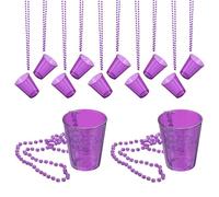 sourcing map Lot de 12 colliers en verre à liqueur de 56,7 g sur collier de perles, tasses en plastique à rayures pour fêtes, anniversaires, mariages, festivals, violet