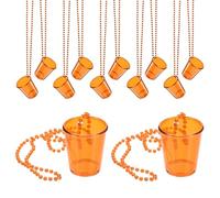 sourcing map Lot de 12 colliers en verre à liqueur de 59 ml sur collier de perles, tasses en plastique pour fêtes, anniversaires, mariages, festivals, orange clair