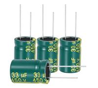 sourcing map Lot de 12 condensateurs électrolytiques haute fréquence 33UF 450 V avec fils radiaux en aluminium 16 x 25 mm courant d'ondulation faible impédance