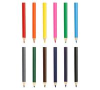 sourcing map Lot de 12 crayons de couleur en bois, crayons de couleur courts à base d'huile pour artistes, enseignants, adultes, livres de coloriage, peinture, croquis, dessin, multicolore