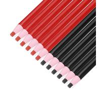 sourcing map Lot de 12 crayons de graisse à décoller - Marqueurs de couleur chinoise pour verre, métal, plastique, papier, crayons de cire non aiguisés pour coloriage, dessin, marquage - Rouge et noir