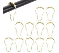 sourcing map Lot de 12 crochets de rideau de douche, anneaux de douche en métal pour rideau de douche, crochets de verrouillage pour rideau de douche antirouille, glissement lisse, doré