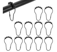 sourcing map Lot de 12 crochets de rideau de douche, anneaux de douche en métal pour rideau de douche, crochets de verrouillage pour rideau de douche antirouille, glissement lisse, noir