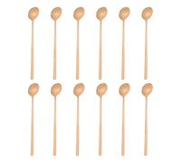 sourcing map Lot de 12 cuillères à café rondes en acier inoxydable 410 avec longues poignées pour expresso, sucre, dessert, céréales, crème glacée, cocktail, café, bar, 17 cm, or rose