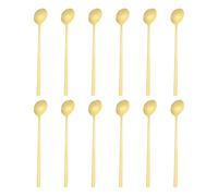 sourcing map Lot de 12 cuillères à café rondes en acier inoxydable 410 avec longues poignées pour expresso, sucre, dessert, céréales, crème glacée, cocktail, café, bar, 17 cm, doré