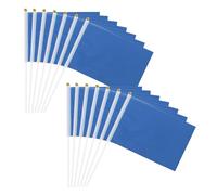 sourcing map Lot de 12 drapeaux vierges bleu foncé, 21 x 14 cm, drapeaux portatifs de couleur unie sur bâton en plastique pour bricolage, graffiti, anniversaire, carnaval, festival, célébration, sport