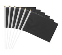 sourcing map Lot de 12 drapeaux vierges noirs de 21 x 14 cm sur bâton en plastique pour bricolage, graffiti, anniversaire, carnaval, festival, célébration, sport, grande ouverture