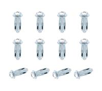 sourcing map Lot de 12 écrous crics M4 x 28 mm, en acier au carbone finition zinc, écrous à rivets multi-prises pour murs creux, utilisation sur paroi fine et souple, argenté