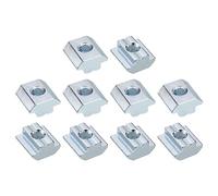 sourcing map Lot de 12 écrous en T en acier au carbone galvanisé, fixation à tête de marteau M8, écrous coulissants en T pour profil d'extrusion d'aluminium (argenté)