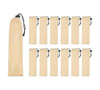 sourcing map Lot de 12 étuis de transport en paille - Pour la maison, les voyages, l'extérieur, fourchette, cuillère, baguettes, S et beige