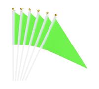 sourcing map Lot de 12 fanions vert gazon, 21 x 14 cm, drapeaux portatifs de couleur unie sur bâton en plastique pour bricolage, graffiti, anniversaire, carnaval, festival, célébration, sport, grande