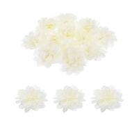 sourcing map Lot de 12 fleurs artificielles en mousseline de soie beige de 7,6 cm pour loisirs créatifs, vêtements, bandeau de remise de diplôme, mariage, maison, fête d'anniversaire