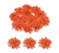 sourcing map Lot de 12 fleurs artificielles en mousseline de soie orange de 7,6 cm pour loisirs créatifs, vêtements, bandeau de remise de diplôme, mariage, maison, fête d'anniversaire