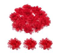 sourcing map Lot de 12 fleurs artificielles en mousseline de soie rouge de 7,6 cm pour loisirs créatifs, vêtements, bandeau de remise de diplôme, mariage, maison, fête d'anniversaire