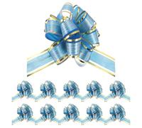 sourcing map Lot de 12 grands nœuds à tirer de 10,2 cm pour emballage cadeau, bleu ciel pour fête de Noël, mariage, Saint-Valentin, cadeaux de décoration