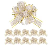 sourcing map Lot de 12 grands nœuds à tirer de 10,2 cm pour emballage cadeau, nœuds en ruban blanc pour fête de Noël, mariage, Saint-Valentin, cadeaux de décoration