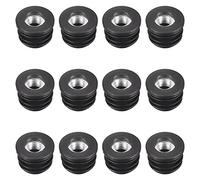 sourcing map Lot de 12 inserts pour tubes ronds avec filetage M8, pour tube rond de 22 mm de diamètre extérieur, bouchons ronds en plastique noir pour roulettes de chaise