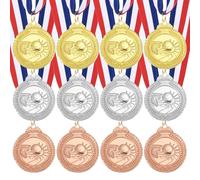 sourcing map Lot de 12 médailles de basket-ball de 5,1 cm, médailles de récompense dorées, argentées, bronzes, avec ruban de cou pour jeux d'équipe, compétitions, cadeaux de fête