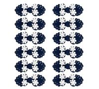 sourcing map Lot de 12 paires de boutons chinois en forme de grenouille avec perles pour couture, manteaux, manteaux, pulls, costumes de mariée, 2,5 x 6,9 cm Bleu marine