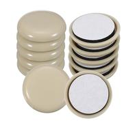 sourcing map Lot de 12 patins autocollants ronds en plastique pour pieds de meubles, tables, chaises, pieds de meubles, réutilisables, pour moquette, beige