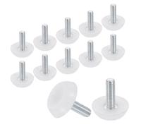 sourcing map Lot de 12 pieds de meubles à filetage M6, 23 x 20 mm, réglables à visser pour pieds de chaise, tabouret, blanc