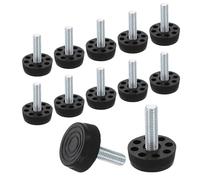 sourcing map Lot de 12 pieds de meubles à filetage M8, 30 x 28 mm, réglables pour nivellement de meubles, pieds de chaise, tabouret, noir