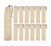 sourcing map Lot de 12 pochettes de transport en paille, housses portables pour couverts, baguettes, ustensiles pour la maison, les voyages, le rangement en plein air, fourchette, cuillère, baguettes