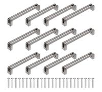 sourcing map Lot de 12 poignées d'armoire de cuisine, centre des trous de 128 mm, poignées d'armoire en alliage de zinc avec vis pour placard, commode, armoire, gris