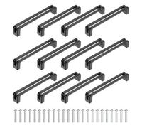 sourcing map Lot de 12 poignées d'armoire de cuisine, centre des trous de 128 mm, poignées d'armoire en alliage de zinc avec vis pour placard, commode, armoire, noir mat