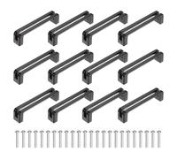 sourcing map Lot de 12 poignées d'armoire de cuisine en alliage de zinc avec vis pour placard, commode, armoire, 96 mm, noir mat