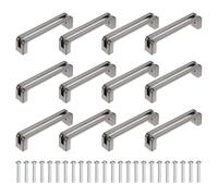 sourcing map Lot de 12 poignées d'armoire de cuisine en alliage de zinc avec vis pour placard, commode, armoire, 96 mm, gris