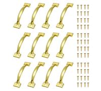 sourcing map Lot de 12 poignées de porte de 13,7 cm avec vis - Poignées de tiroir vintage incurvées en métal pour meubles, armoires, commodes, tiroirs, armoires - Doré